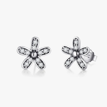 1 Pair Ins Style Vintage Style Flower Sterling Silver Inlay Zircon Ear Studs