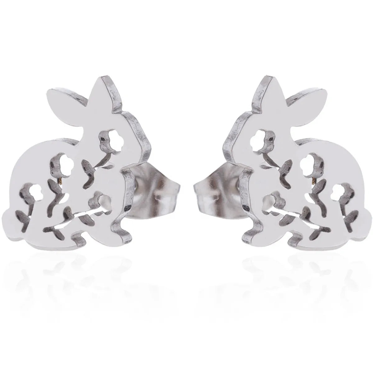 1 Pair Japanese Style Rabbit Animal Plating 304 Stainless Steel 18K Gold Plated Ear Studs