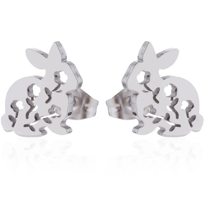 1 Pair Japanese Style Rabbit Animal Plating 304 Stainless Steel 18K Gold Plated Ear Studs