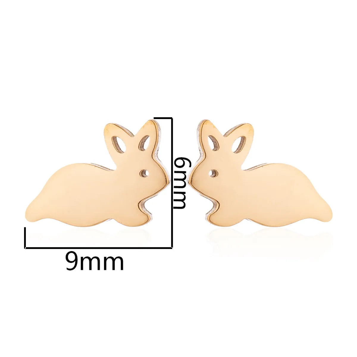 1 Pair Japanese Style Rabbit Animal Plating 304 Stainless Steel 18K Gold Plated Ear Studs