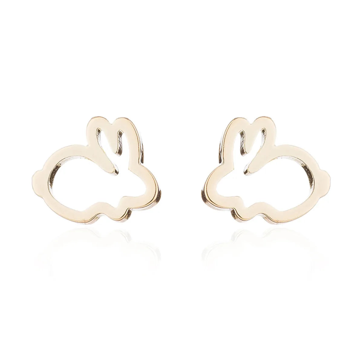 1 Pair Japanese Style Rabbit Animal Plating 304 Stainless Steel 18K Gold Plated Ear Studs