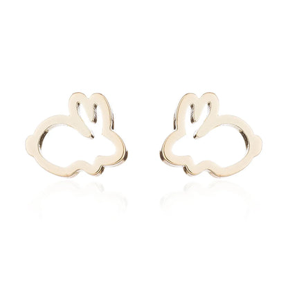 1 Pair Japanese Style Rabbit Animal Plating 304 Stainless Steel 18K Gold Plated Ear Studs