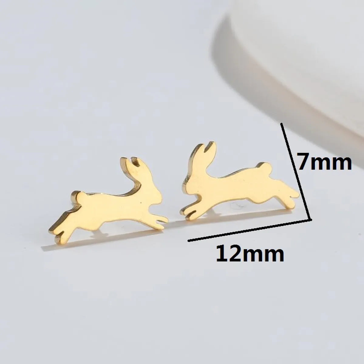 1 Pair Japanese Style Rabbit Animal Plating 304 Stainless Steel 18K Gold Plated Ear Studs