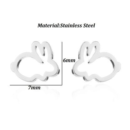 1 Pair Japanese Style Rabbit Animal Plating 304 Stainless Steel 18K Gold Plated Ear Studs