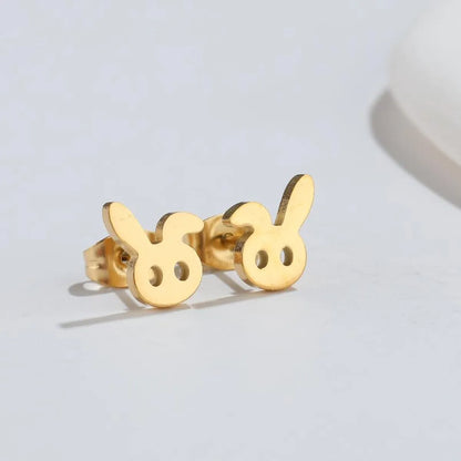 1 Pair Japanese Style Rabbit Animal Plating 304 Stainless Steel 18K Gold Plated Ear Studs