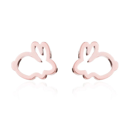 1 Pair Japanese Style Rabbit Animal Plating 304 Stainless Steel 18K Gold Plated Ear Studs