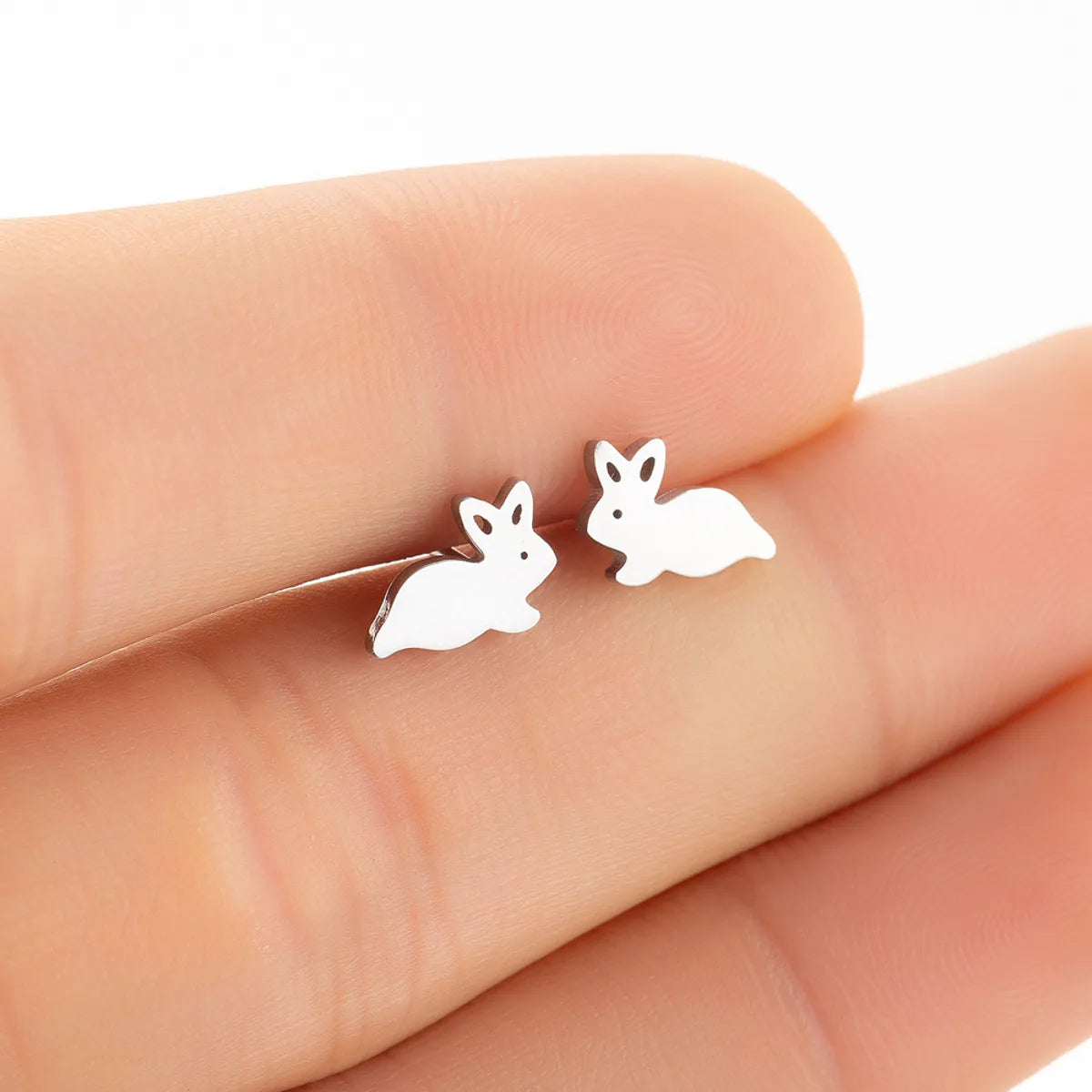 1 Pair Japanese Style Rabbit Animal Plating 304 Stainless Steel 18K Gold Plated Ear Studs