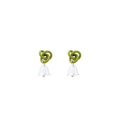 1 Pair Japanese Style Square Water Droplets Flower Inlay Imitation Pearl Alloy Rhinestones Earrings