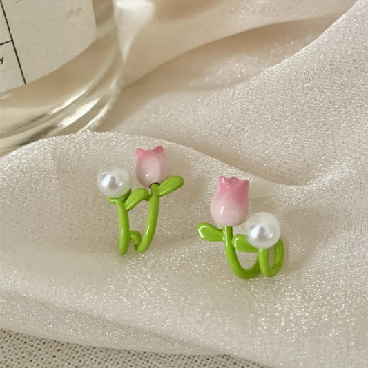 1 Pair Korean Style Flower Enamel Alloy Ear Studs