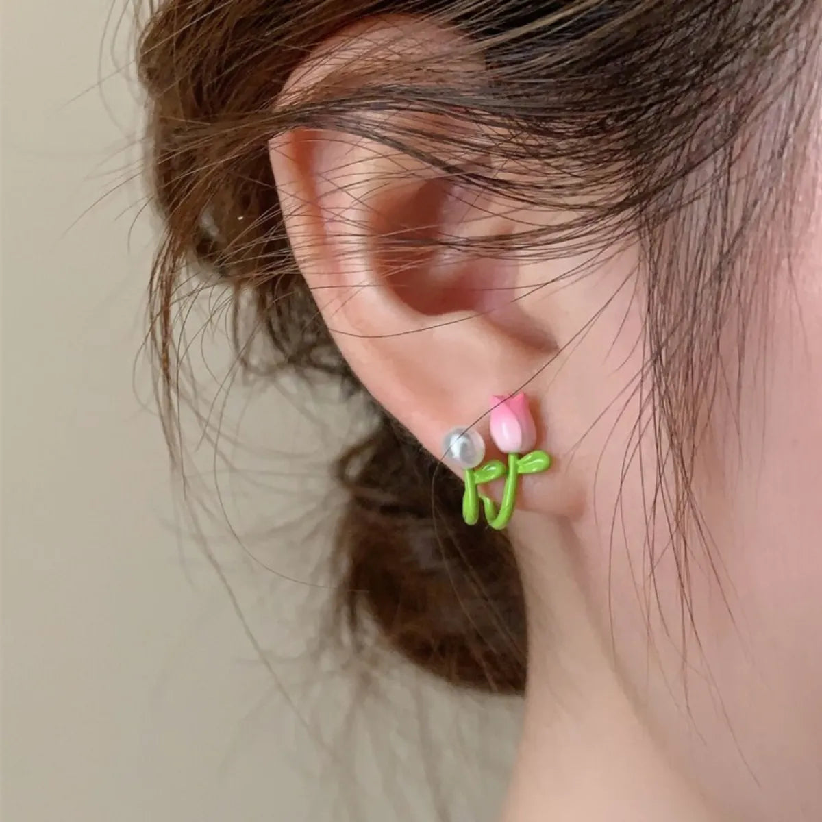 1 Pair Korean Style Flower Enamel Alloy Ear Studs