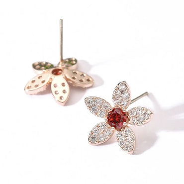 1 Pair Korean Style Flower Plating Inlay Copper Zircon White Gold Plated Ear Studs