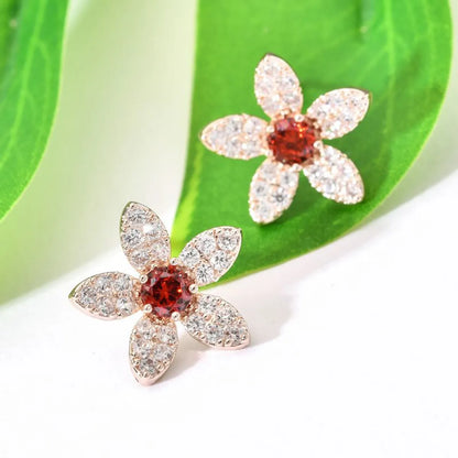 1 Pair Korean Style Flower Plating Inlay Copper Zircon White Gold Plated Ear Studs