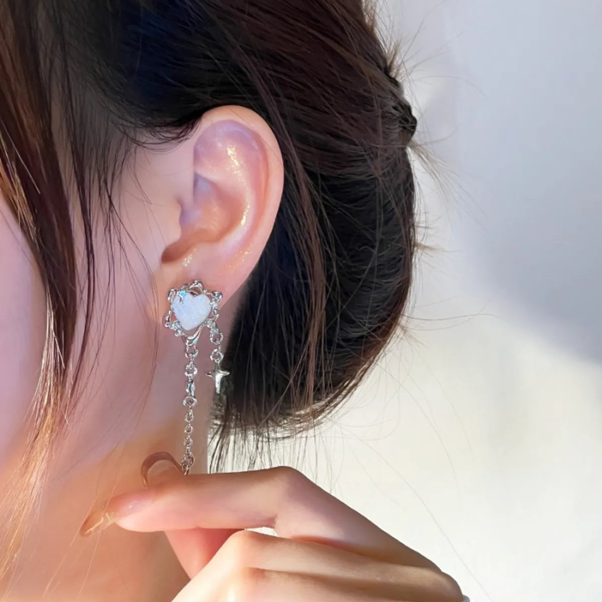 1 Pair Korean Style Heart Shape Alloy Drop Earrings