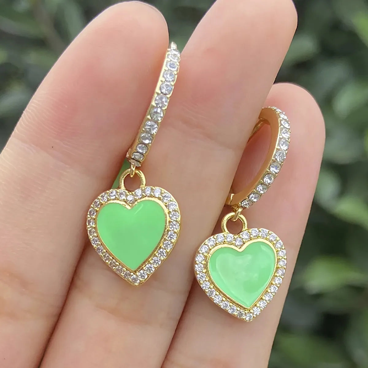 1 Pair Korean Style Heart Shape Eye Planet Alloy Enamel Plating Inlay Artificial Diamond Women's Drop Earrings