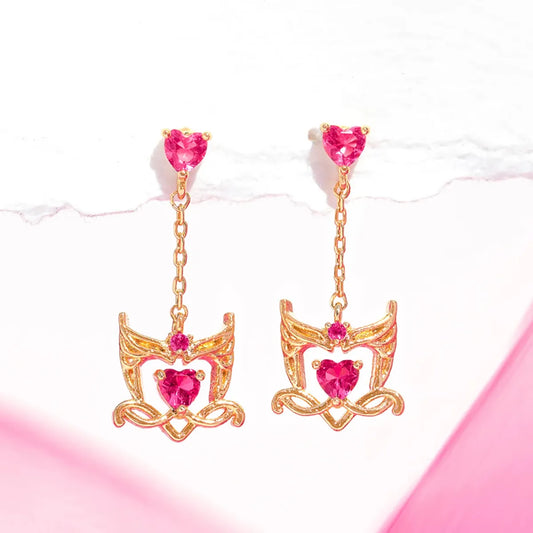 1 Pair Korean Style IG Style Heart Shape Plating Inlay Copper Zircon Drop Earrings