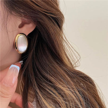 1 Pair Korean Style Oval Alloy Ear Studs