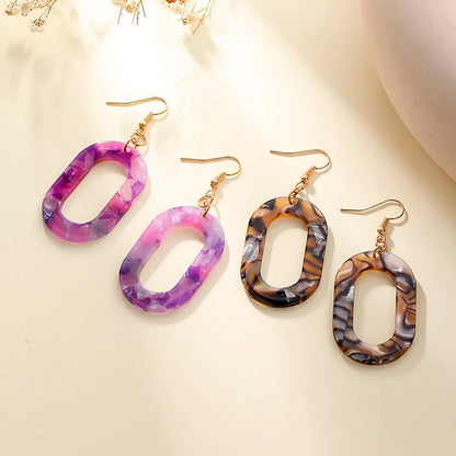 1 Pair Korean Style Oval Arylic Acetic Acid Sheets Women's Drop Earrings