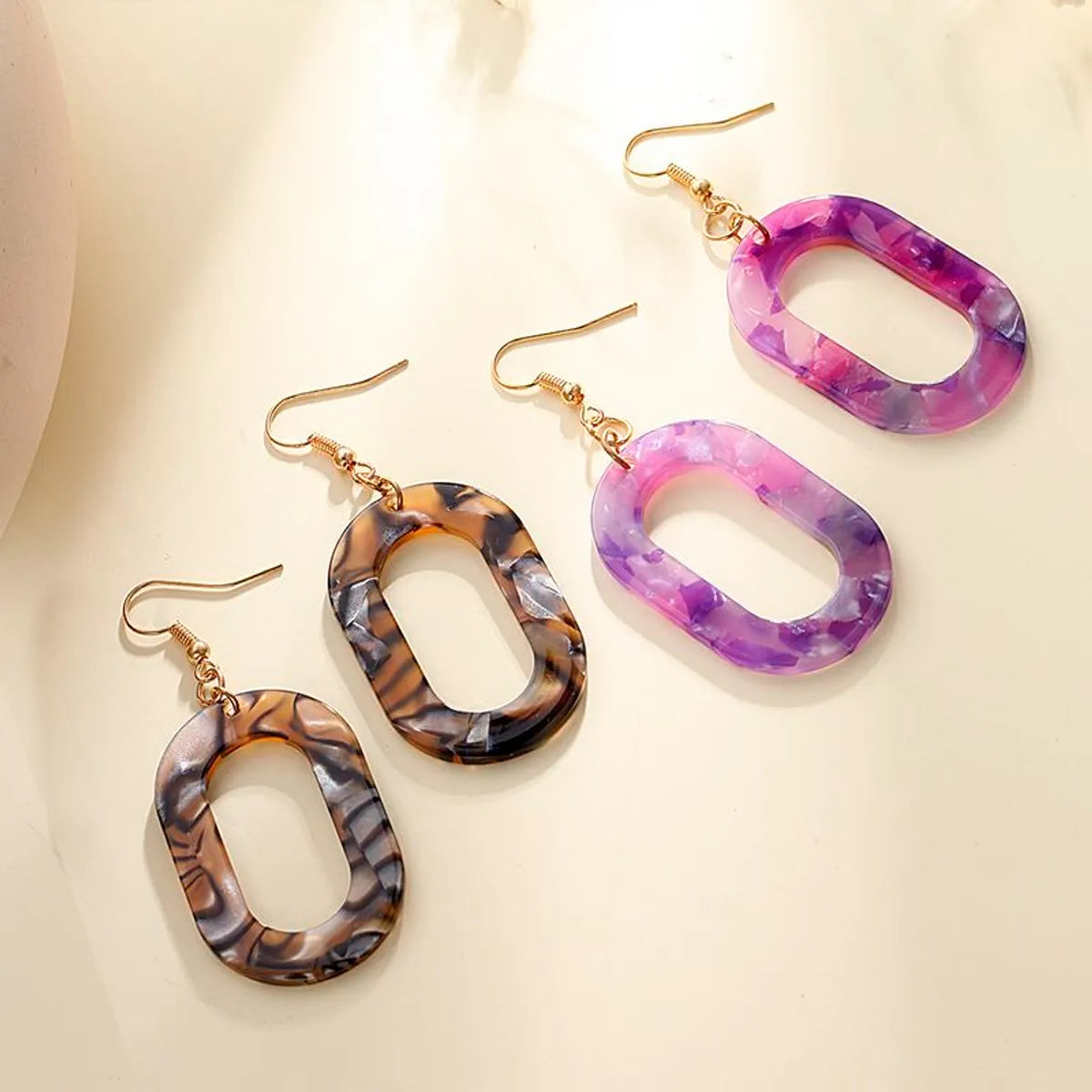 1 Pair Korean Style Oval Arylic Acetic Acid Sheets Women's Drop Earrings