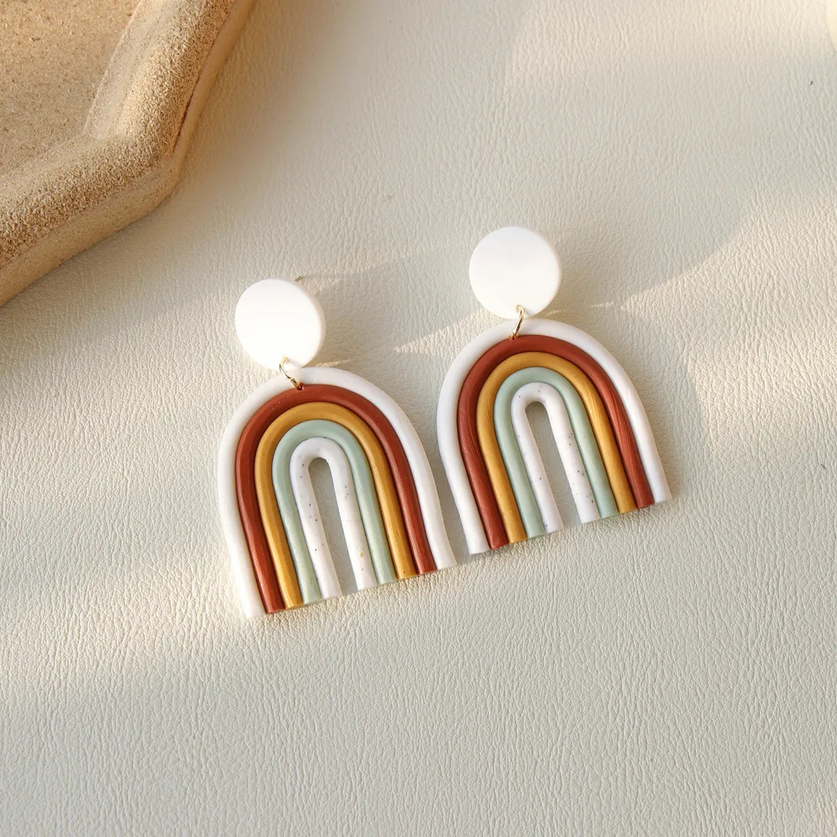 1 Pair Korean Style Rainbow Soft Clay Women's Drop Earrings