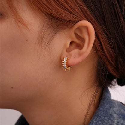 1 Pair Korean Style Round Plating Inlay Copper Zircon Gold Plated Earrings