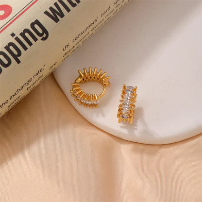 1 Pair Korean Style Round Plating Inlay Copper Zircon Gold Plated Earrings