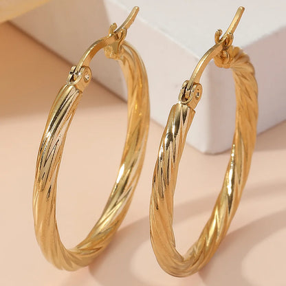 1 Pair Korean Style Round Plating Stainless Steel 18K Gold Plated Earrings