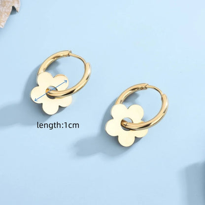 1 Pair Korean Style Round Plating Stainless Steel 18K Gold Plated Earrings