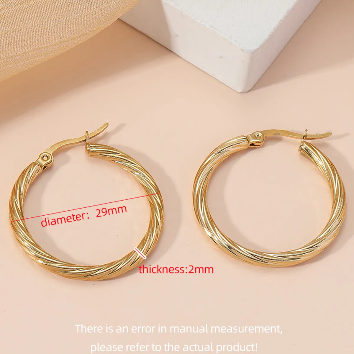 1 Pair Korean Style Round Plating Stainless Steel 18K Gold Plated Earrings