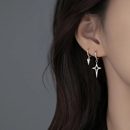 1 Pair Korean Style Solid Color Plating Alloy Silver Plated Drop Earrings