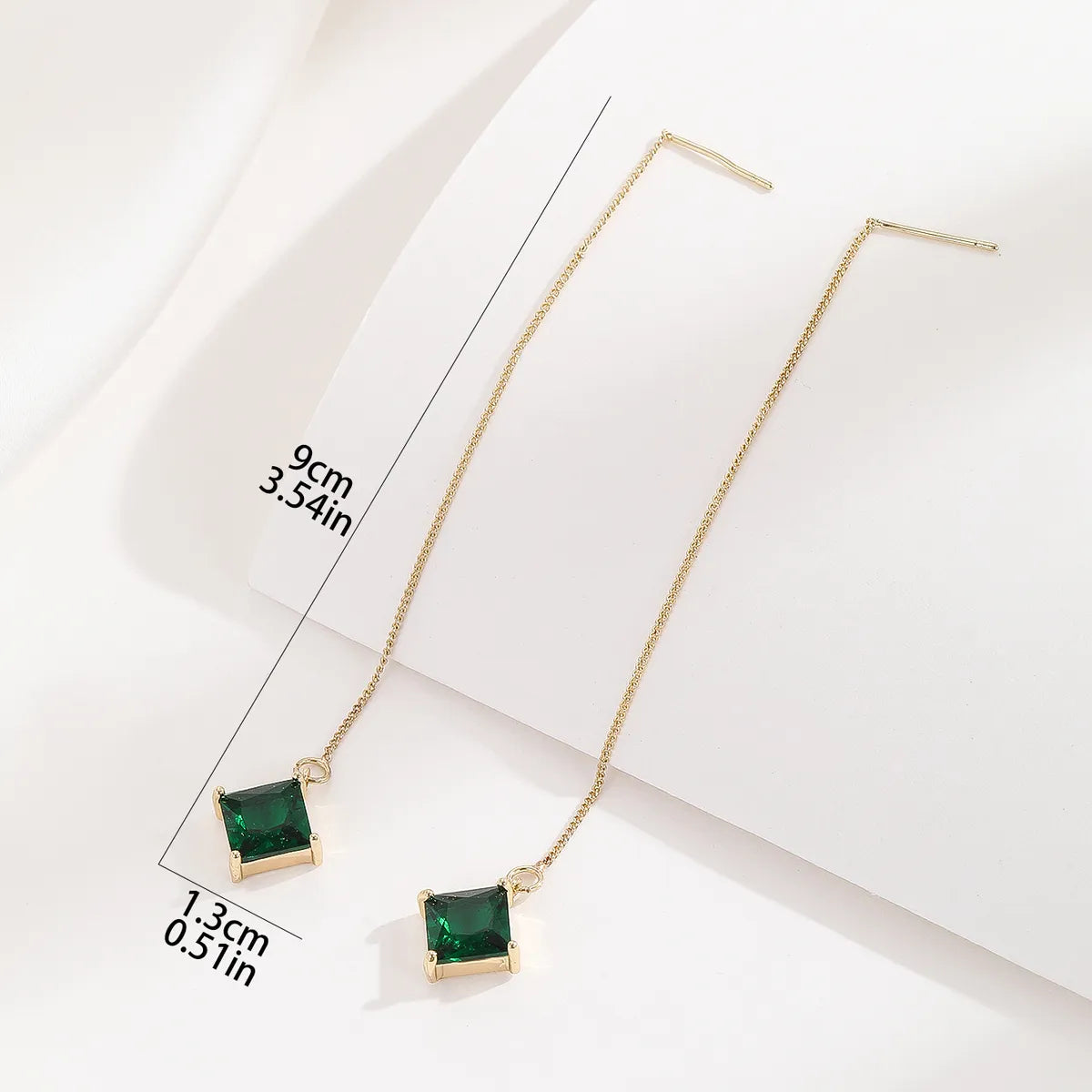 1 Pair Korean Style Square Plating Inlay Copper Zircon 14k Gold Plated Ear Line