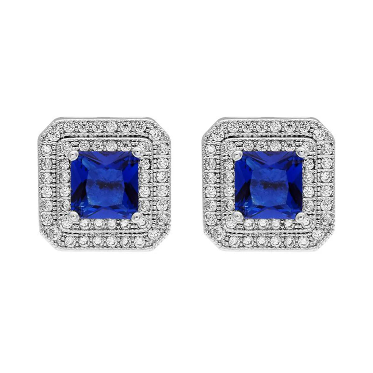 1 Pair Korean Style Square Plating Inlay Copper Zircon White Gold Plated Ear Studs