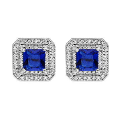 1 Pair Korean Style Square Plating Inlay Copper Zircon White Gold Plated Ear Studs