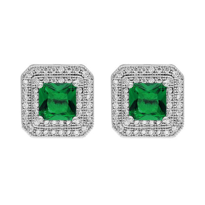 1 Pair Korean Style Square Plating Inlay Copper Zircon White Gold Plated Ear Studs