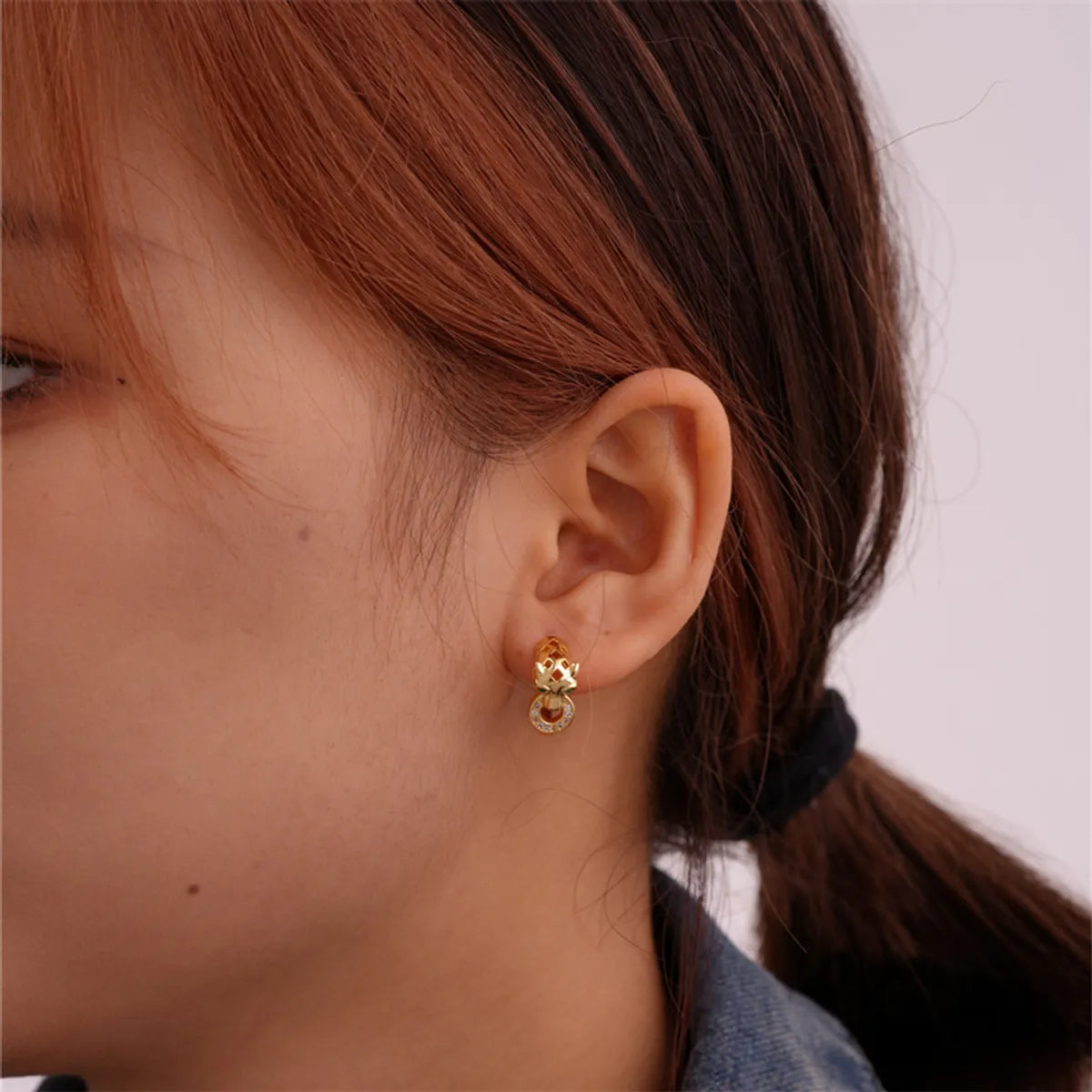 1 Pair Lady Animal Plating Inlay Copper Zircon Gold Plated Earrings