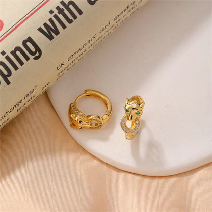 1 Pair Lady Animal Plating Inlay Copper Zircon Gold Plated Earrings