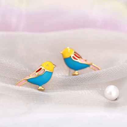 1 Pair Lady Bird Enamel Copper Ear Studs