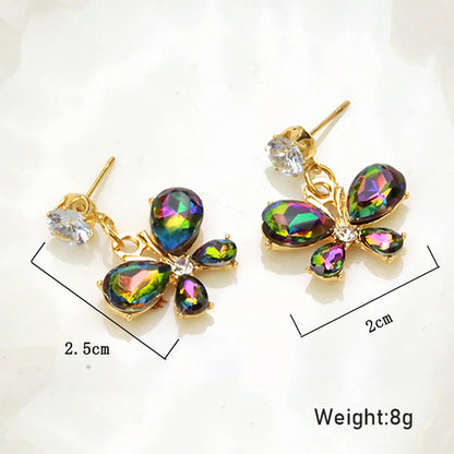 1 Pair Lady Butterfly Plating Inlay Alloy Zircon Drop Earrings