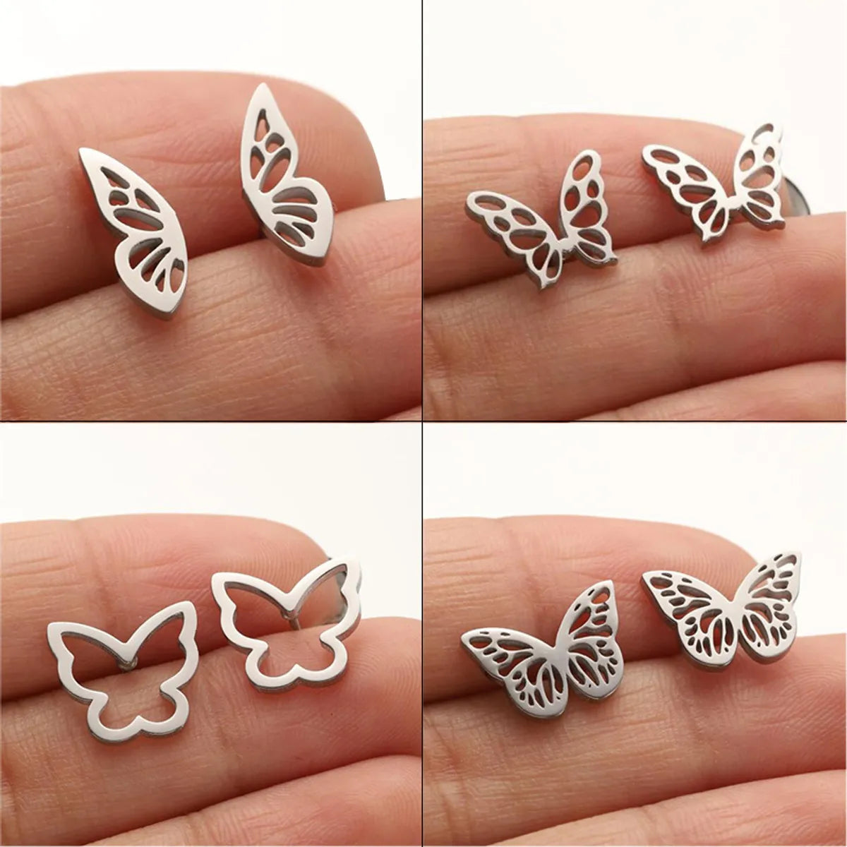 1 Pair Lady Butterfly Stainless Steel Plating Ear Studs