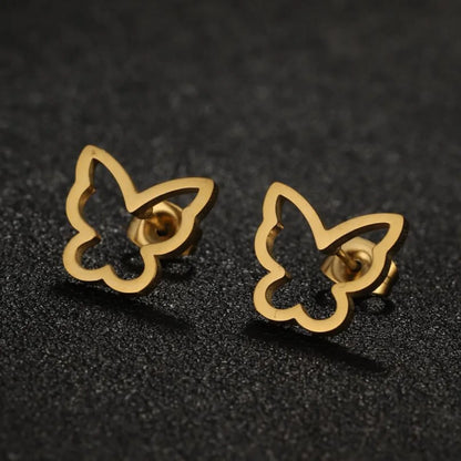 1 Pair Lady Butterfly Stainless Steel Plating Ear Studs