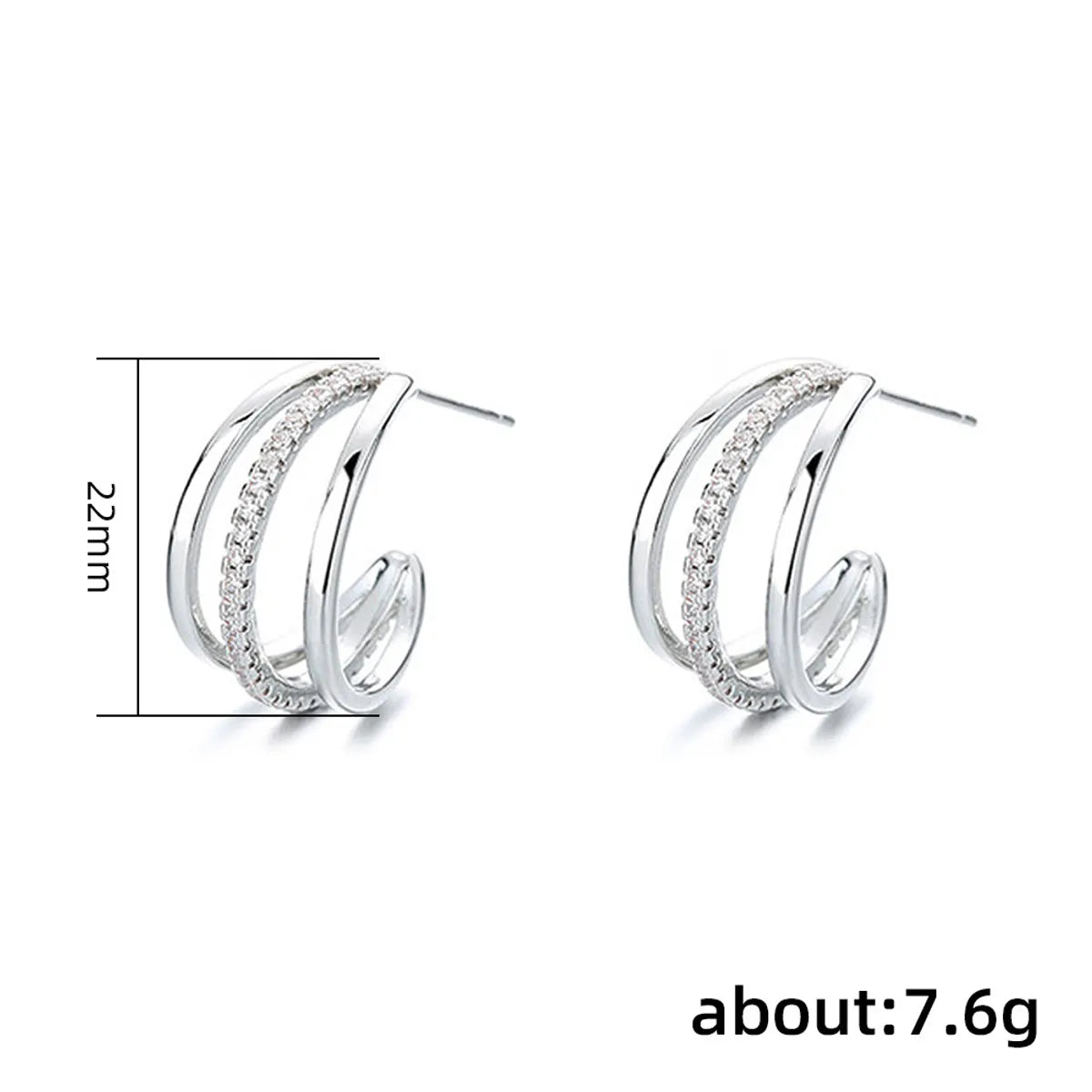 1 Pair Lady C Shape Copper Ear Studs