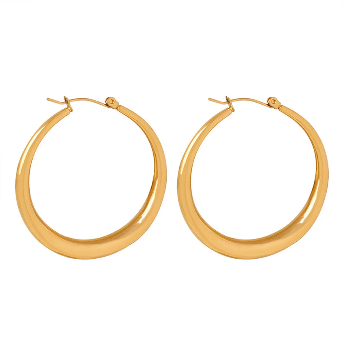 1 Pair Lady C Shape Plating Titanium Steel 18K Gold Plated Earrings