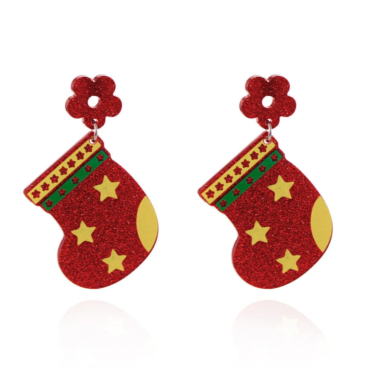 1 Pair Lady Christmas Tree Christmas Socks Arylic Drop Earrings