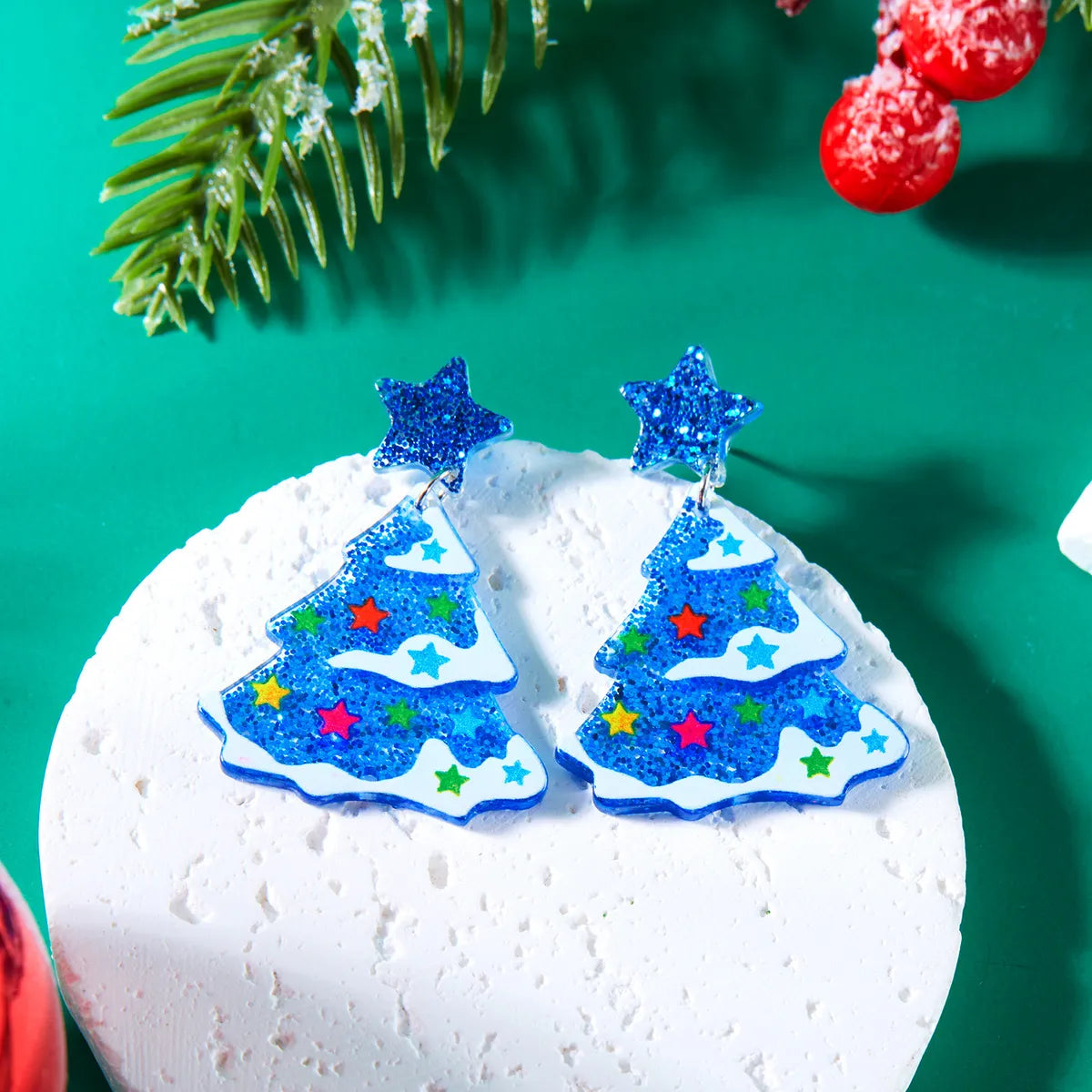 1 Pair Lady Christmas Tree Christmas Socks Arylic Drop Earrings