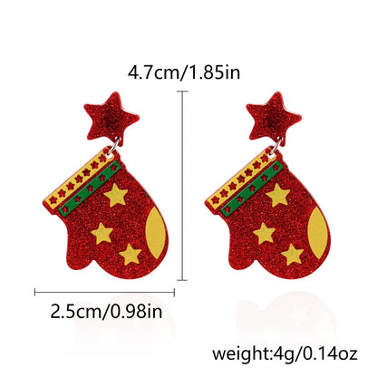 1 Pair Lady Christmas Tree Christmas Socks Arylic Drop Earrings