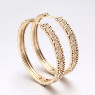 1 Pair Lady Classic Style Solid Color Plating Inlay Copper Zircon Gold Plated Earrings