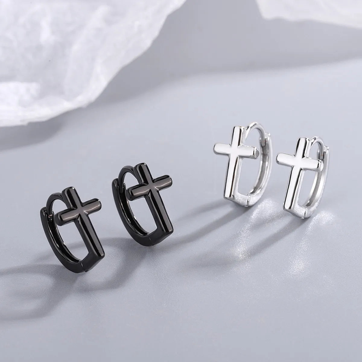 1 Pair Lady Cross Plating Copper Earrings