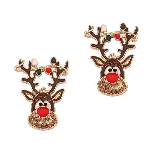 1 Pair Lady Deer Stoving Varnish Zinc Alloy Artificial Rhinestones Ear Studs