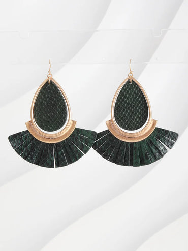 1 Pair Lady Ethnic Style Bohemian Water Droplets Plating Pu Leather Alloy 18k Gold Plated Drop Earrings