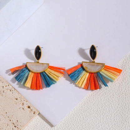 1 Pair Lady Ethnic Style Classic Style Semicircle Inlay Alloy Shell Drop Earrings