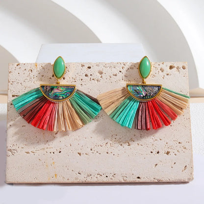 1 Pair Lady Ethnic Style Classic Style Semicircle Inlay Alloy Shell Drop Earrings